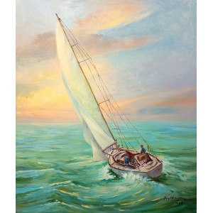 Aurangzib Hanjra, 24 x 30 Inch, Oil on Canvas, Seascape Painting, AC-AZH-035